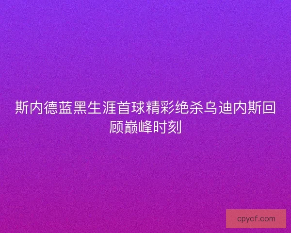 斯内德蓝黑生涯首球精彩绝杀乌迪内斯回顾巅峰时刻