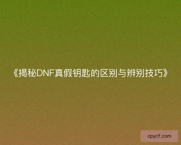 《揭秘DNF真假钥匙的区别与辨别技巧》