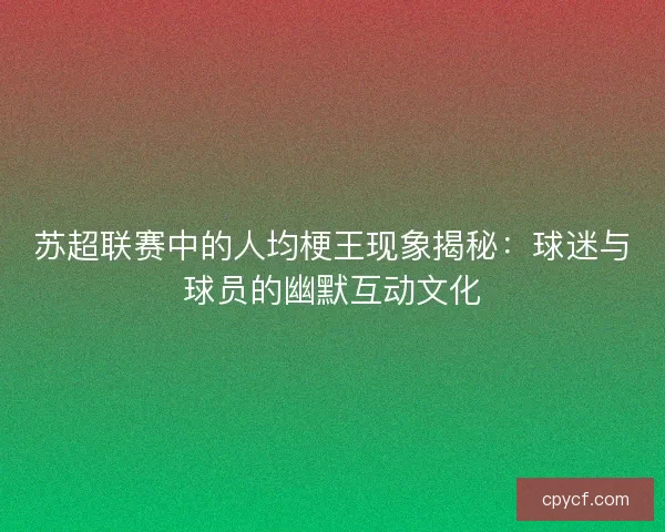 苏超联赛中的人均梗王现象揭秘：球迷与球员的幽默互动文化